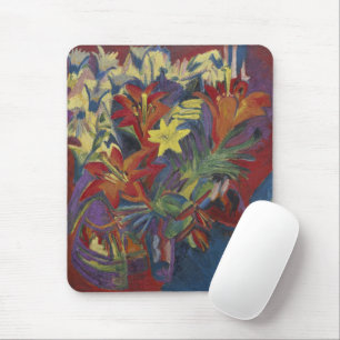 Kirchner Expressionist Vibrant Orange Lilies Art Mouse Pad