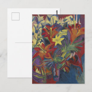  Kirchner Expressionist Vibrant Orange Lilies Art Postcard