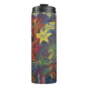  Kirchner Expressionist Vibrant Orange Lilies Art Thermal Tumbler
