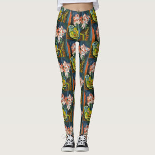 Kirchner Pink Roses Expressionist Floral Art Leggings