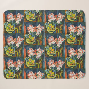 Kirchner Pink Roses Expressionist Floral Art Sherpa Blanket
