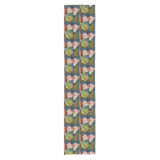 Kirchner Pink Roses Expressionist Floral Art Short Table Runner (Front)