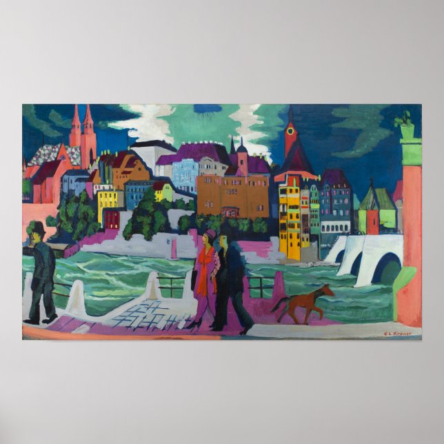 Kirchner - View Of Basel And The Rhine Poster (Front)