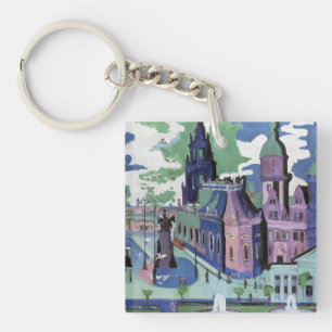 Kirchner View of Dresden Schlossplatz Fine Art Keychain