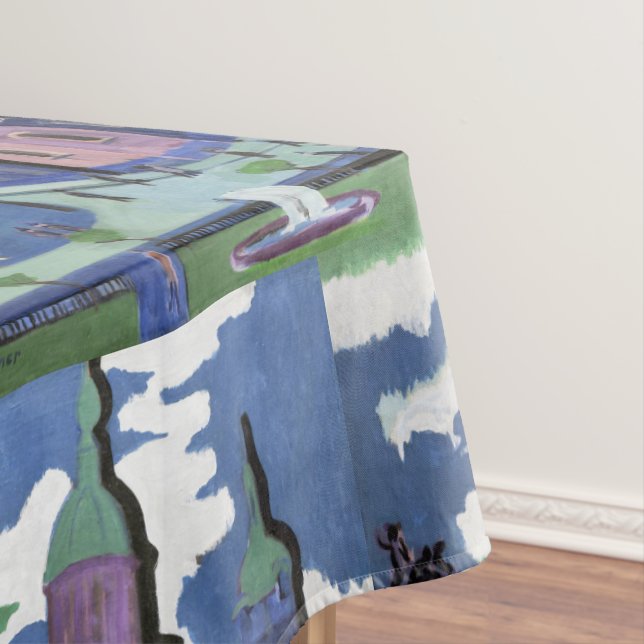  Kirchner View of Dresden Schlossplatz Fine Art Tablecloth (In Situ)