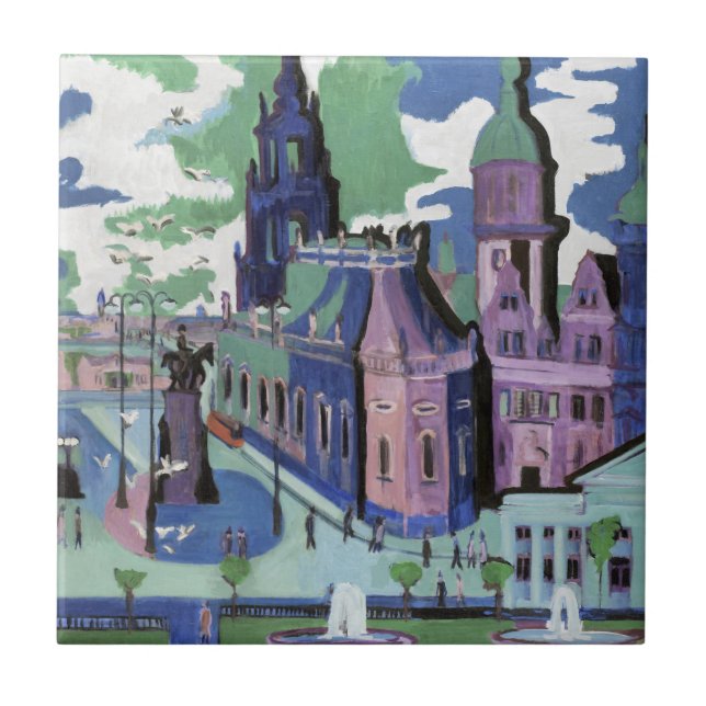  Kirchner View of Dresden Schlossplatz Fine Art Tile (Front)