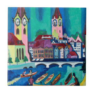 Kirchner Zurich Cityscape Expressionist Art Tile
