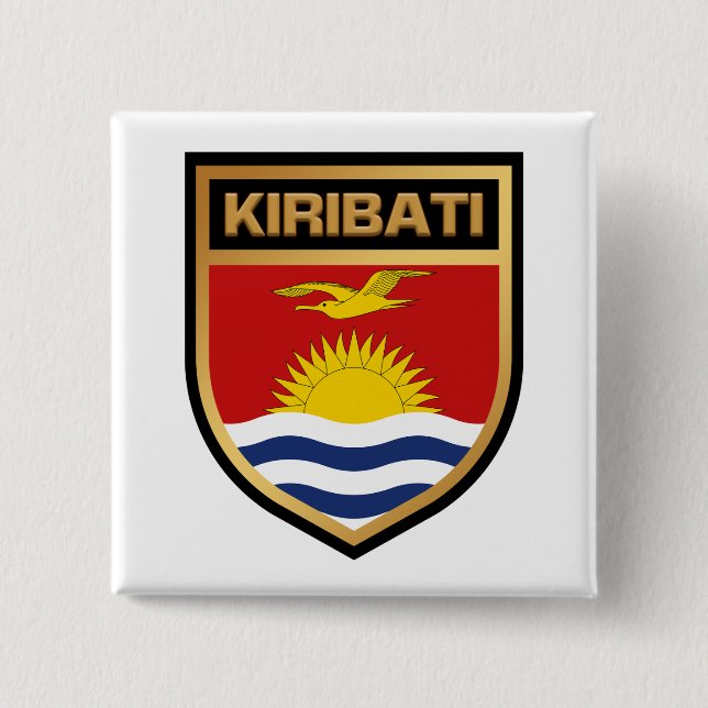 Kiribati Flag Shield 2 Inch Square Button (Front)