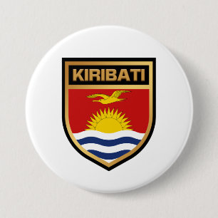 Kiribati Flag Shield 3 Inch Round Button