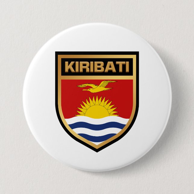 Kiribati Flag Shield 3 Inch Round Button (Front)