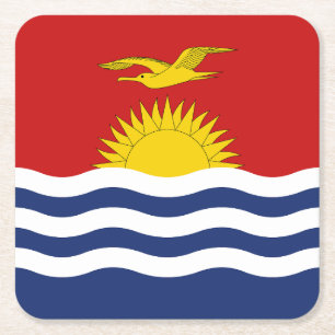 Kiribati Flag Square Paper Coaster