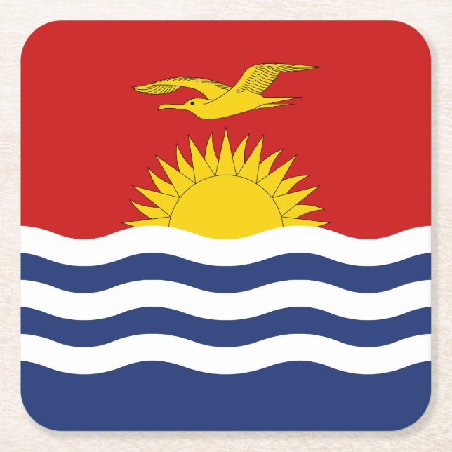 Kiribati Flag Square Paper Coaster (Front)