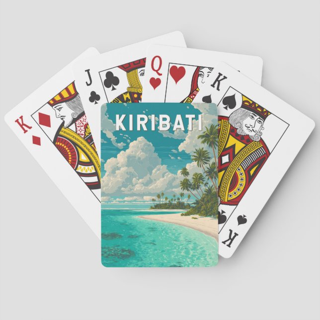 Kiribati Illustration Travel Art Vintage Playing Cards (Back)