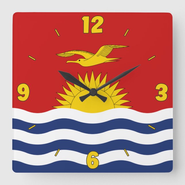 Kiribati National Flag Patriotic Square Wall Clock (Front)
