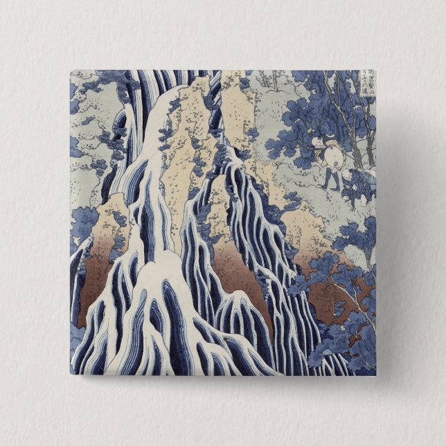 Kirifuri Fall on Kurokami Mount 2 Inch Square Button (Front)