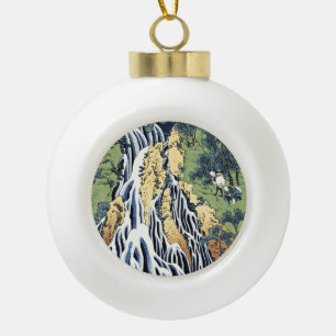 Kirifuri waterfall near Kurokami mountain Housai   Ceramic Ball Christmas Ornament