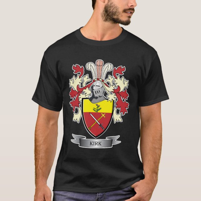 Kirk Family Crest Coat of Arms T-Shirt (Front)