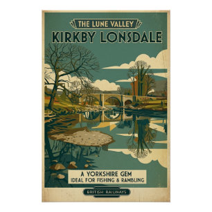 Kirkby Lonsdale Lune Valley Vintage Travel Poster