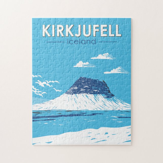 Kirkjufell Iceland Travel Art Vintage Jigsaw Puzzle (Vertical)