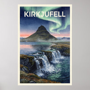 Kirkjufell Iceland Vintage Travel Poster