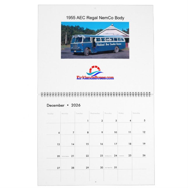 Kirklands Vintage Buses Calendar (Dec 2026)