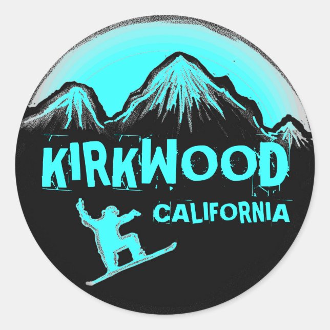 Kirkwood California turquoise snowboard stickers (Devant)