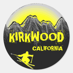 Kirkwood California yellow skier stickers
