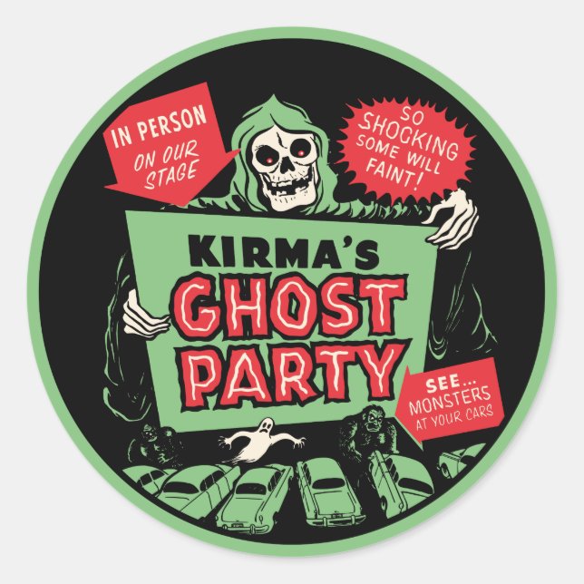 Kirma's Ghost Party Spook Show Poster Sticker (Front)