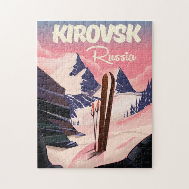 Kirovsk Russia ski travel poster Jigsaw Puzzle (Vertical)
