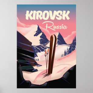 Kirovsk Russie affiche de voyage ski