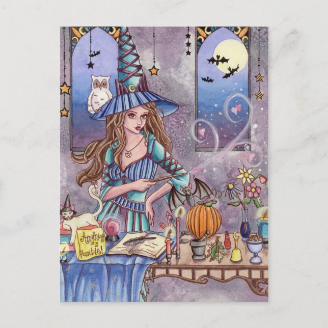 Kirra - Witch, Cat and Owl Postcard (Front)