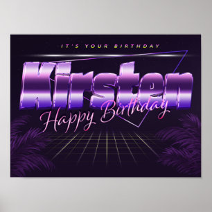 Kirsten Nom Vorname lila retro Poster Geburtstag