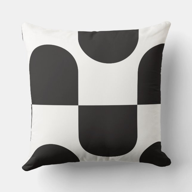 Kismet Black & White Throw Pillow (Back)