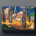 Kispiax Village | Emily Carr | Plaque<br><div class="desc">"Kispiax Village" is a painting by the Canadian artist Emily Carr,  known for her depictions of Indigenous villages and landscapes of the Pacific Northwest. Completed in 1929,  this painting captures the essence of a Haida village located in British Columbia,  Canada.</div>