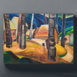Kispiax Village | Emily Carr | Plaque<br><div class="desc">"Kispiax Village" is a painting by the Canadian artist Emily Carr,  known for her depictions of Indigenous villages and landscapes of the Pacific Northwest. Completed in 1929,  this painting captures the essence of a Haida village located in British Columbia,  Canada.</div>