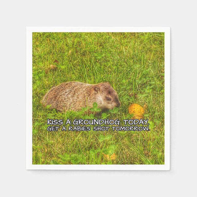 Kiss a groundhog today. Get a rabies shot napkins (Front)