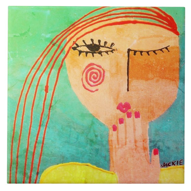 Kiss Abstract Portrait of a Woman Tile (Front)