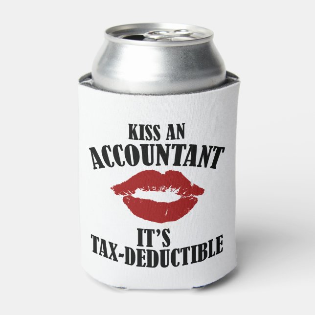 kiss an accountant funny CPA Can Cooler (Can Front)