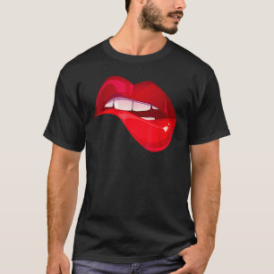 Kiss And Make Up Cool Red Lip Bite Valentines Day T-Shirt