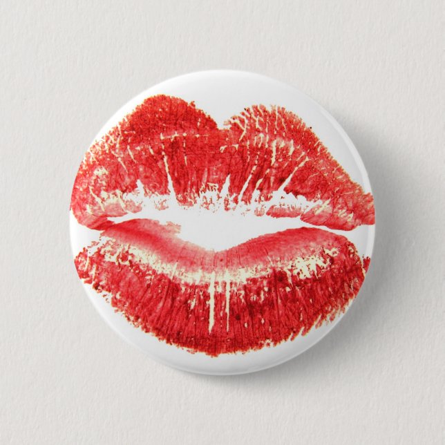 Kiss by woman's red lips 2 inch round button (Front)