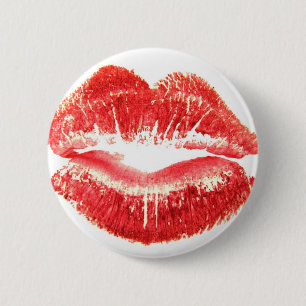 Kiss by woman's red lips 2 inch round button