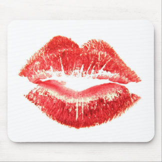 Kiss by woman's red lips mouse pad