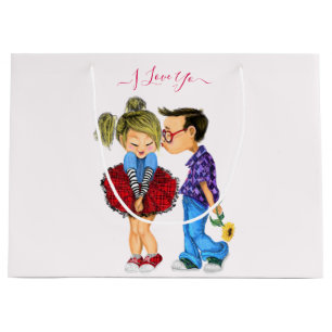 Kiss - Cute Romantic Couple Love - I Love You Large Gift Bag
