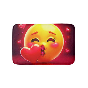 Kiss Emoji: Love and Hearts Art Bath Mat