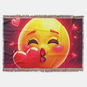Kiss Emoji: Love and Hearts Art Throw Blanket