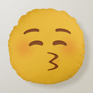 Kiss Emoji Round Pillow