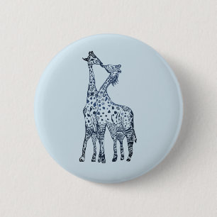 Kiss Giraffes Round Badge 2 Inch Round Button