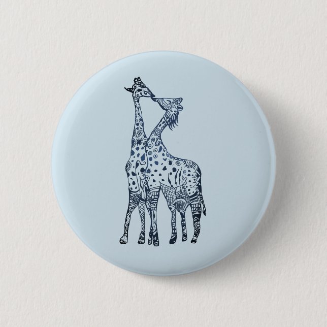 Kiss Giraffes Round Badge 2 Inch Round Button (Front)