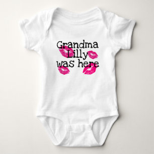 kiss Grandma was here personalized Baby Bodysuit