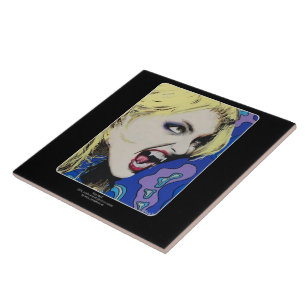 ‘Kiss Hard’ Painting on a  Tile